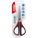 Ножницы Berlingo "Easycut 300", 19см, красные, мягкие вставки, европодвес