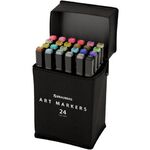 Маркеры для скетчинга двусторонние, НАБОР 24 шт., базовые цвета, в чехле, BRAUBERG, 152295