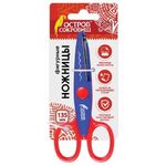 Ножницы ОСТРОВ СОКРОВИЩ, 135 мм, фигурное лезвие "банты", сине-бордовые, в упаковке с европодвесом, 236778