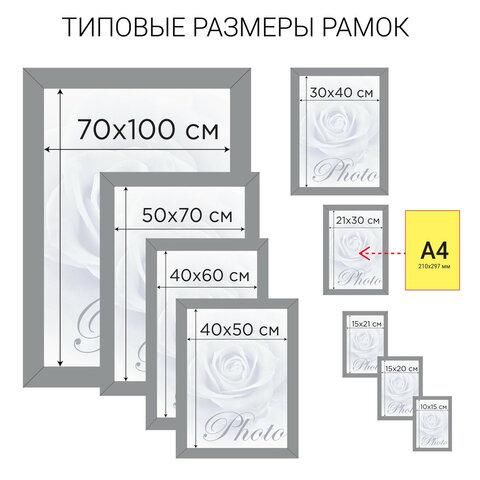 Рамка 30*40 см, пластик, багет 12 мм, BRAUBERG HIT2, золото, стекло, 391132