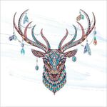 Картина стразами (алмазная мозаика) сияющая 30х30 см, ОСТРОВ СОКРОВИЩ "Этнический олень", без подрамника, 662445