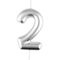 Свеча для торта с держателем MESHU "Цифра 2", 6см, серебряная, блистер