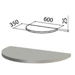 Стол приставной полукруг "Этюд", 600х350х750 мм, БЕЗ ОПОРЫ, серый, 400062-03