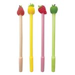 Ручка с топпером шариковая ЮНЛАНДИЯ "Фрукт", корпус ассорти, СИНЯЯ, пишущий узел 0,7 мм, 143810