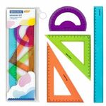 Набор чертежный большой BRAUBERG "FRUITY" (линейка 30 см, 2 треугольника, транспортир), ассорти, пенал, 210772