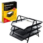 Лоток горизонтальный металлический для бумаг, 3 секции, BRAUBERG "Germanium", А4 (267х355х295 мм), черный, 231952