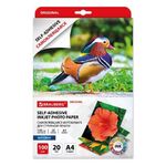 Фотобумага САМОКЛЕЯЩАЯСЯ матовая, А4, 100 г/м2, 20 листов, BRAUBERG ORIGINAL, 364006