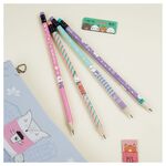 Карандаш ч/г MESHU "Happy time", HB, заточен., с печатью, с ластиком, ассорти, туба