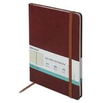 Блокнот А5 (148x218 мм), BRAUBERG "Metropolis Special", под кожу, 80 л., резинка, клетка, коричневый, 111578