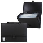 Папка-портфель пластиковая BRAUBERG "ДИПЛОМАТ", А4 (330х245х35 мм), 13 отделений, фактура бисер, черная, 226025