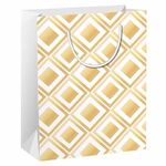 Пакет подарочный 26,5x12,7x33 см ЗОЛОТАЯ СКАЗКА "Gold Luxury", тиснение фольгой, белый, 608249