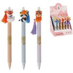 Ручка гелевая стираемая автоматическая MESHU "Fuzzies" синяя, 0,5мм, корпус ассорти, с топпером