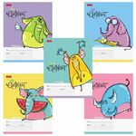 Тетрадь 12 л. HATBER клетка, обложка картон, "Little Elephant" (5 видов в спайке), 12Т5В1