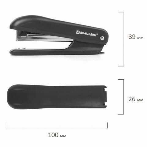 Степлер №10 BRAUBERG "SX-19", до 12 листов, с антистеплером, черный, 228587