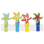 Прищепки декоративные "Морские звезды", 4 штуки, 3,5 см, ассорти, ОСТРОВ СОКРОВИЩ, 661293