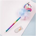 Ручка шариковая MESHU "Rainbow Unicorn" синяя, 0,7мм, корпус ассорти, с топпером