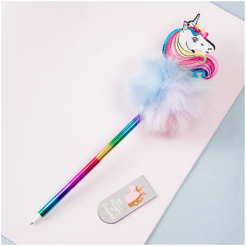 Ручка шариковая MESHU "Rainbow Unicorn" синяя, 0,7мм, корпус ассорти, с топпером