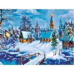 Картина стразами (алмазная мозаика) 30х40 см, ОСТРОВ СОКРОВИЩ "Зимний пейзаж", без подрамника, 662408