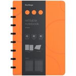 Бизнес-тетрадь А5+, 80л., Berlingo "Eclipse", клетка, на кольцах, с возм. замены блока, 80г/м2, пластик. (полифом) обложка, линейка-заклад., оранжевая