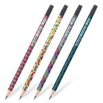 Карандаш чернографитный BRAUBERG "PATTERNS", 1 шт., HB, с ластиком, корпус ассорти, 181748