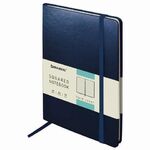 Блокнот А5 (148x218 мм), BRAUBERG "Metropolis Special", под кожу, 80 л., резинка, клетка, сапфировый, 113336