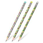 Карандаш чернографитный ЮНЛАНДИЯ "ФРУКТЫ", 1 шт., HB, с ластиком, корпус ассорти, 181777