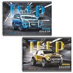 Альбом для рисования, А4, 40 листов, гребень, обложка картон, BRAUBERG, 195х285 мм, "Джипы" (2 вида), 106709