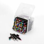 Маркеры для скетчинга двусторонние BRAUBERG ART DEBUT "BLACK", НАБОР 80 шт., пластиковый кейс, 152132