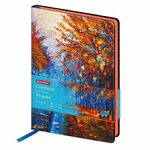 Тетрадь А5 (168х208 мм), 80 л., сшивка, клетка, под кожу, BRAUBERG VISTA, "Autumn", 403927