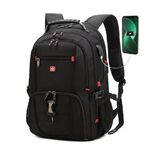 Рюкзак GERMANIUM UPGRADE Max, 3 отделения, отделение для ноутбука, USB-порт, UP-5, черный, 49х34х24 см, 271669