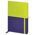 Блокнот А5 (148х218 мм), BRAUBERG "DUO", под кожу с резинкой, 80 л., клетка, зеленый/фиолетовый, 113430