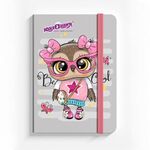 Блокнот с резинкой в клетку 96 л., МАЛЫЙ ФОРМАТ А6 (109х148 мм), твердая обложка, ЮНЛАНДИЯ, "Совушка", 113743