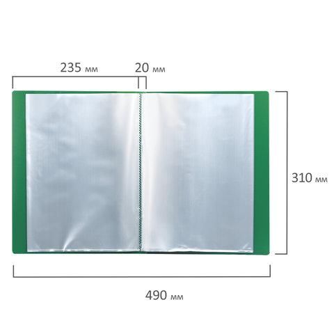 Папка 30 вкладышей BRAUBERG стандарт, зеленая, 0,6 мм, 221597
