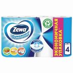 Полотенца бумажные бытовые 2-х слойные, 4 рулона (4х14 м), белые, ZEWA, 144099