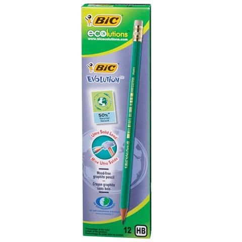 Карандаш чернографитный BIC, 1 шт., "Evolution", HB, с резинкой, пластиковый, корпус зеленый, заточенный, 8803323