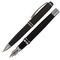 Набор ручек подарочных BRAUBERG Duetto, СИНИЕ, 2 шт: шариковая, перьевая, черный с хромированными деталями, 143478