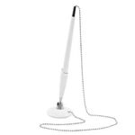 Ручка шариковая настольная BRAUBERG "Стенд-Пен Уайт1", СИНЯЯ, цепочка, корпус белый, линия письма 0,5 мм, 141044