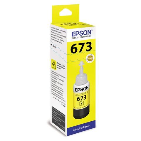 Чернила EPSON 673 (T6734) для СНПЧ Epson L800/L805/L810/L850/L1800, желтые, ОРИГИНАЛЬНЫЕ, C13T67344A/498