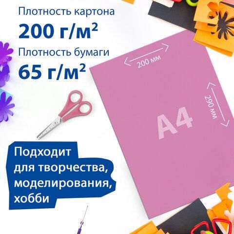 Набор картона и бумаги A4 мелованные (белый 10 л., цветной и бумага по 20 л.,10 цветов), BRAUBERG, 113567