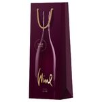 Пакет подарочный 12*36*8,5см MESHU "Bordo", матовое ламинирование, отд.фольгой, под бутылку