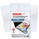 Папки-файлы перфорированные А4 BRAUBERG "STANDARD", КОМПЛЕКТ 100 шт., матовые, 40 мкм, 229660