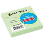 Блок самоклеящийся (стикеры) BRAUBERG, ПАСТЕЛЬНЫЙ, 76х76 мм, 100 листов, зеленый, 122696