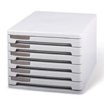 Блок из 6 закрытых лотков для бумаги, настольный, ERICH KRAUSE, А4+, 210х270х365 мм, серый, 63