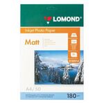 Фотобумага матовая, А4, 180 г/м2, односторонняя, 50 листов, LOMOND, 0102014