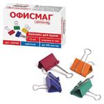 Зажимы для бумаг ОФИСМАГ, КОМПЛЕКТ 12 шт., 51 мм, на 230 листов, цветные, картонная коробка, 226768