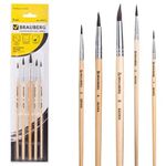 Кисти BRAUBERG, набор 5 шт. (белка, круглые № 1, 2, 3, 4, 5), блистер, 200217