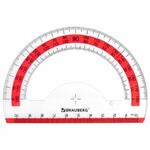 Транспортир 10 см BRAUBERG "FRESH ZONE", 180 градусов, пластик, прозрачный, красная шкала, 210760