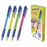 Ручка шариковая масляная автоматическая с грипом ЮНЛАНДИЯ COLOR MIX, СИНЯЯ, 0,7 мм, линия письма 0,35 мм, 143239