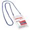 Бейдж вертикальный БОЛЬШОЙ (120х90 мм), на синем шнурке 45 см, 2 карабина, ОФИСМАГ, 235719