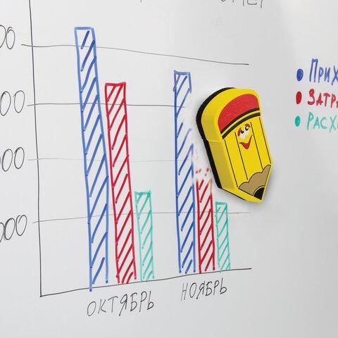 Стиратели магнитные для магнитно-маркерной доски ЮНЛАНДИЯ "Карандаш", 55х100 мм, КОМПЛЕКТ 3 ШТ., 237508.